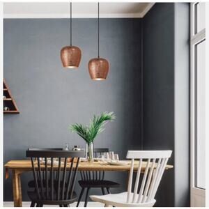 Corbeau 8in Distressed Copper-Colored Metal Pendant Light Punched